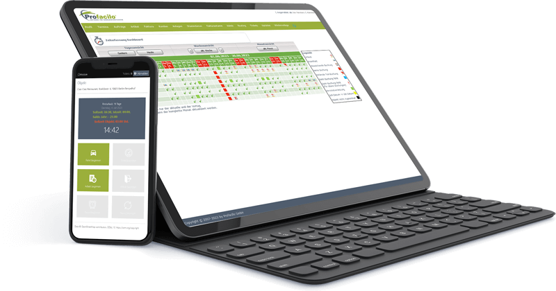 Profacilo Software für Gebäudereinigung Tablet Smartphone Zeiterfassung